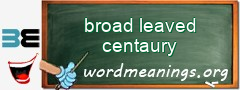 WordMeaning blackboard for broad leaved centaury